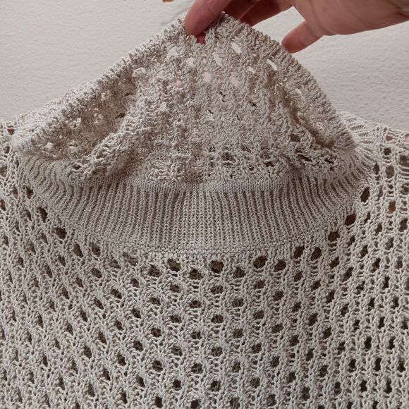 Jones New York Net Blouse Size Medium Cowl Neck Short Sleeve Metallic Brown - Picture 8 of 12